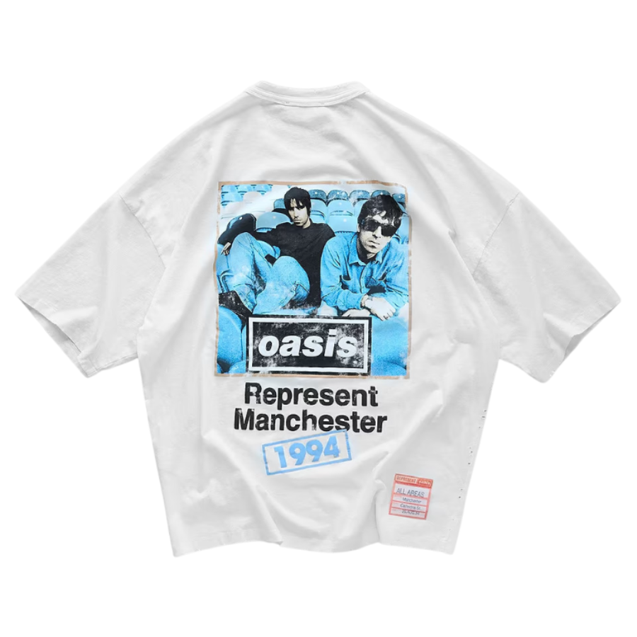 Represent X Oasis Maine Road T-Shirt - "Flat White"