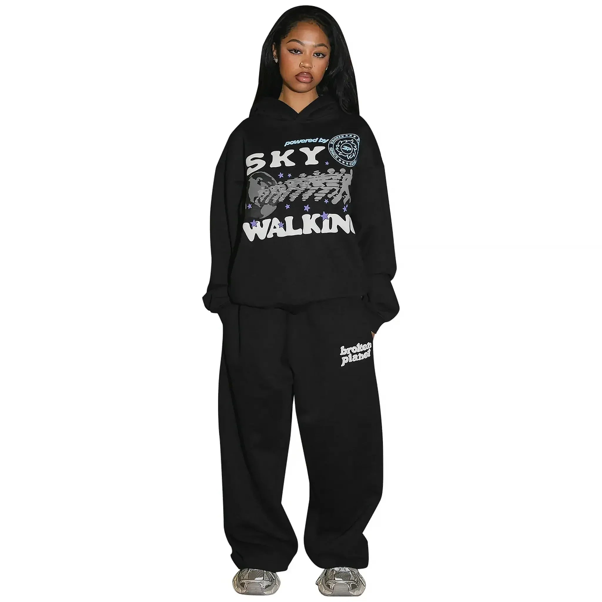 Broken Planet Sky Walking Hoodie Midnight Black
