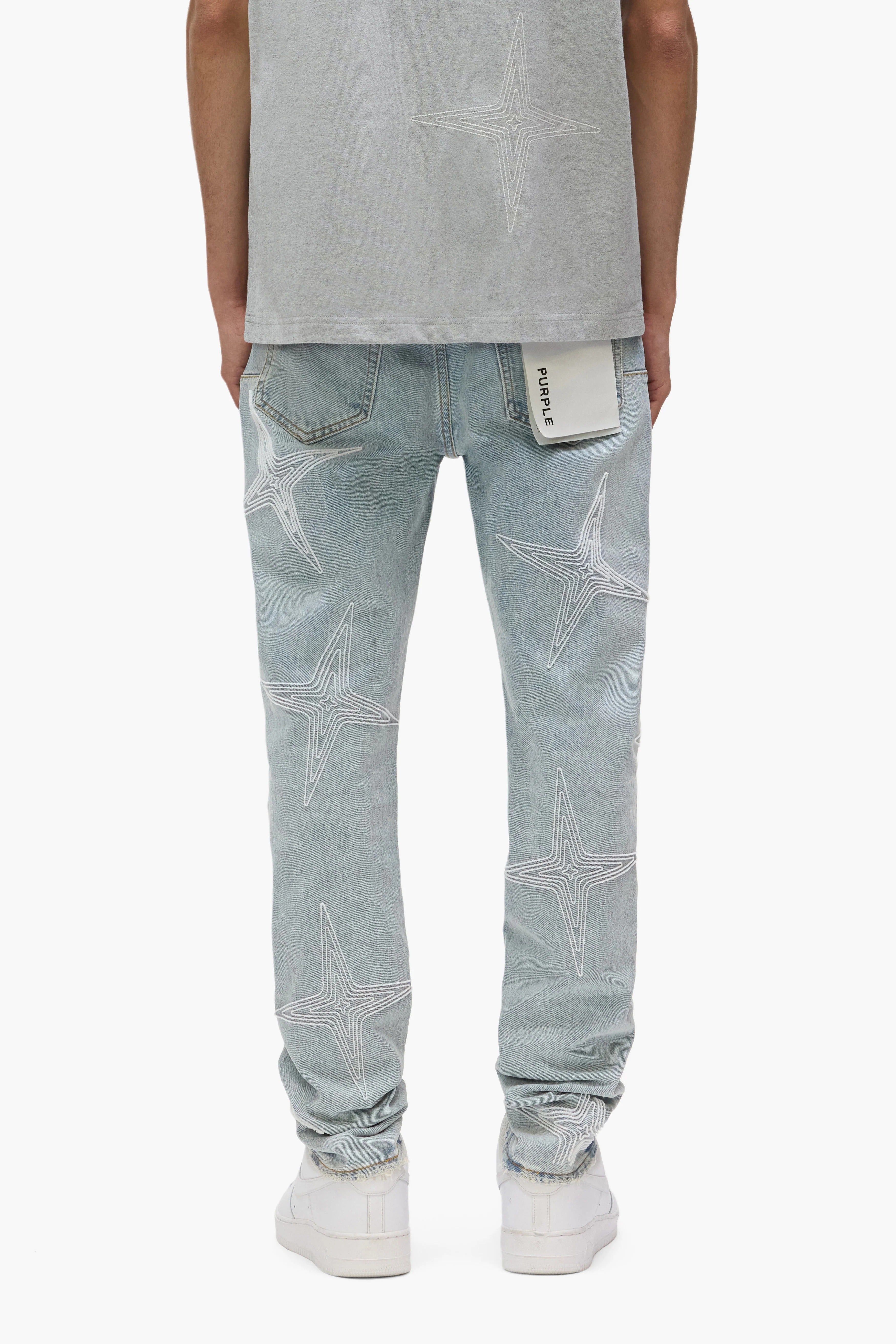 Purple P001 Tuft Stars Denim Jeans - "Light Indigo"